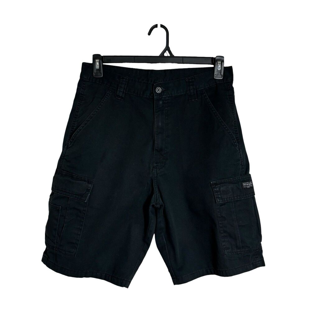 Wrangler Black Comfy Cargo Shorts 32 Outdoor Utility Everyday Casual Gorpcore